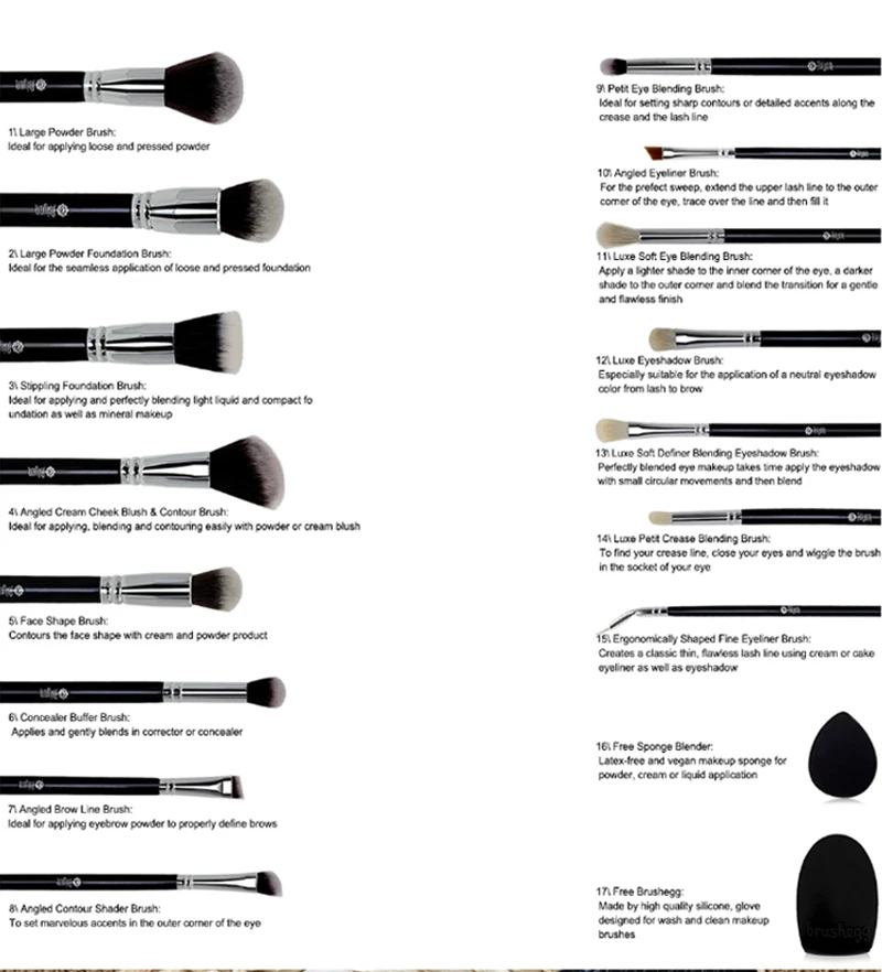 15 pcs Makeup Brush Set.
