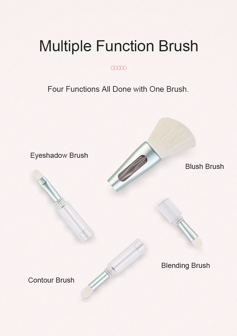 Portable 4-in-1 makeup brush