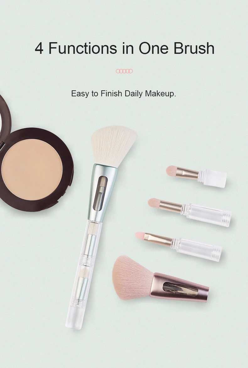 Portable 4-in-1 makeup brush